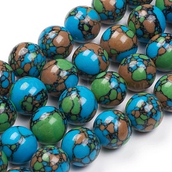 Chapelets de perles en turquoise synthétique, teinte, ronde, colorées, 12mm, Trou: 1mm, Environ 32 pcs/chapelet, 15.7 pouce (40 cm)