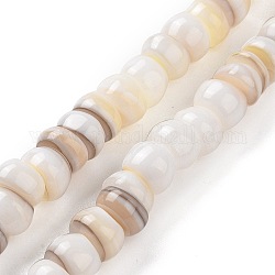 Fili di perline di conchiglie d'acqua dolce coltivate naturali, tinto, rondelle, goldenrod, 6.5~7.5x2~6.5mm, Foro: 1 mm, circa 85pcs/filo, 14.88 pollice (37.8 cm)