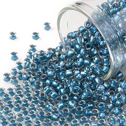 Toho perles de rocaille rondes, Perles de rocaille japonais, (263) couleur intérieure ab crystal / light capri, 8/0, 3mm, Trou: 1mm, environ 10000 pcs / livre