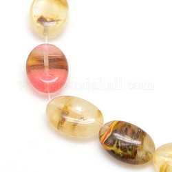 Watermelon Stone Glass Beads Strands, Flat Oval, 18x13x5mm, Hole: 1.5mm, about 20pcs/strand, 15.74inch
