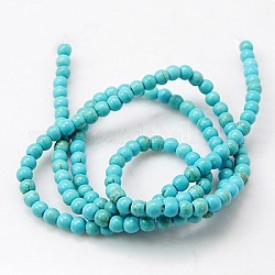 Kunsttürkisfarbenen Perlen Stränge, Runde, Zyan, 2 mm, Bohrung: 0.5 mm