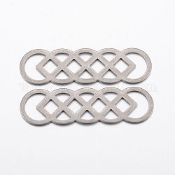 201 connettori per maglie in acciaio inossidabile, colore acciaio inossidabile, 40x11.5x0.8mm, Foro: 3~8.5 mm