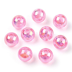 Abalorios de acrílico transparentes, colores ab plateados, redondo, rosa perla, 10mm, agujero: 1.8 mm, aproximamente 950 unidades / 500 g