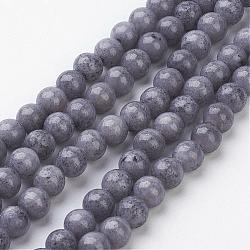 Chapelets de perles rondes en jade de Mashan naturelle, teinte, grises , 6mm, Trou: 1mm, Environ 69 pcs/chapelet, 15.7 pouce