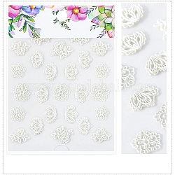 5D Flower/Leaf Watermark Slider Art Stickers, for DIY Nail Decals Design Manicure Decor, Creamy White, 8.2x6.4cm