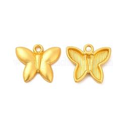 Cremagliera pendenti della lega di placcatura,  piombo & cadmio & nichel libero, fascino farfalla, colore oro opaco, 15.2x17x2.5mm, Foro: 2 mm