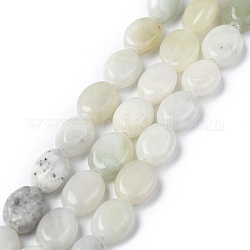 Natürliche Jade Perlen Stränge, Oval, 8x6x3.5~4 mm, Bohrung: 1 mm, ca. 45~52 Stk. / Strang, 15.16~15.74 Zoll (38.5~40 cm)