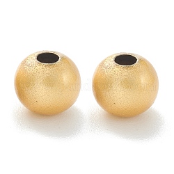 Perles en laiton, Plaqué longue durée, ronde, Style mat, véritable 18k plaqué or, 4mm, Trou: 1.6mm