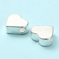 Brass Beads, Heart, Silver Color Plated, 8x3mm, Hole: 1.8mm