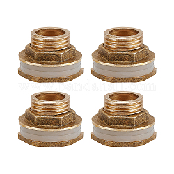 Brass Connector, with Silicone Shims, Tank Accessories, Hexagon, Golden, 33x33x22mm, Hole: 15mm