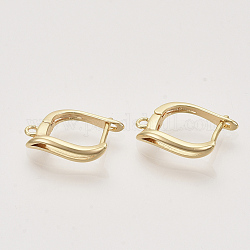 Brass Hoop Earring Findings with Latch Back Closure, Nickel Free, with Horizontal Loop, Real 18K Gold Plated, 17x4x12.5mm, Hole: 1.2mm, Pin: 1mm