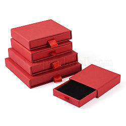 Yilisi 5Pcs 5 Sizes Cardboard Drawer Boxes, for Valentine's Day Jewelry Gift Packaging, with Sponge inside, Square, Red, 6.1~10.2x6~10x1.6~1.8cm, 1pc/size