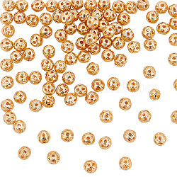 GOMAKERER Brass Beads, Hollow, Rondelle, Real 18K Gold Plated, 3.5x3.5mm, Hole: 1.4mm, 100pcs/box