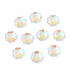 Glass Rhinestone Cabochons, Nail Art Decoration Accessories, Faceted, Flower, Clear AB, 4.5x1.5mm