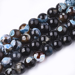 Natural Fire Crackle Agate Beads Strands, Dyed, Round, Colorful, 8mm, Hole: 1mm, about 46~48pcs/strand, 14.56 inch~15.15 inch