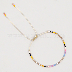 Braccialetto di perline intrecciate con semi di vetro, braccialetto regolabile per le donne, bisque, 11 pollice (28 cm)