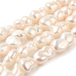 Natural Cultured Freshwater Pearl Beads Strands, Peanut, Old Lace, 8.5~22x10~18x8~10mm, Hole: 1mm, about 21pcs/strand, 14.69~14.80''(37.3~37.6cm)