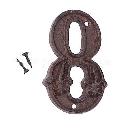 Eisen Hausadresse Nummer, mit 2Stück Schraube, num. 8, 119x73.5x10.5 mm, Bohrung: 4.5 mm