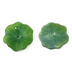 Пластиковые подвески, листьев лотоса, зелёные, 23x22x4 мм, отверстие : 1 мм