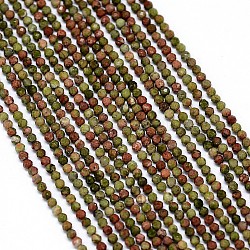 Chapelets de perles en unakite naturelle, facette, ronde, 2mm, Trou: 0.5mm, Environ 170~180 pcs/chapelet, 12.9 pouce ~ 13.3 pouces (330~340 mm)