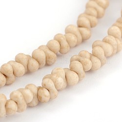 Frosted Glass Bead Strands, Bone, Tan, 4x2mm, Hole: 0.5mm, about 282pcs/strand, 18.5inch