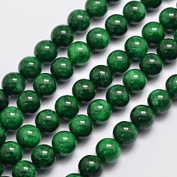 天然石マレーシアジェイドビーズ連売り  ラウンド  染め  濃い緑  10mm  穴：1mm  約38個/連  15インチ