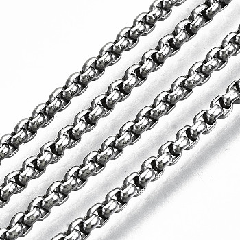 304 Stainless Steel Venetian Chains, Box Chains, Unwelded, Stainless Steel Color, 2x2x1mm, about 82.02 Feet(25m)/roll