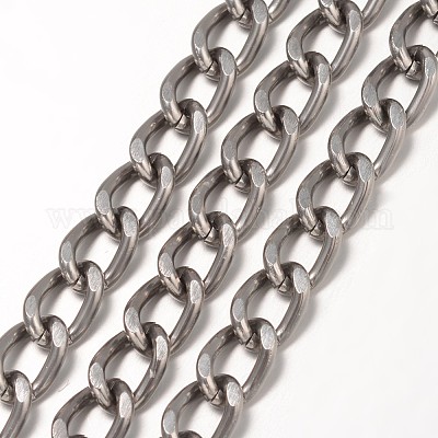 Aluminium Twisted Curb Chains Diamond Cut Chains Unwelded Faceted Gunmetal 10x6.5x1.8mm