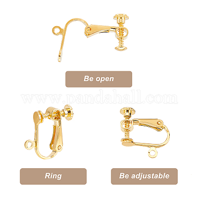 PandaHall Elite 50pcs 5 Sizes Antique Bronze Brass Clip-on Earring