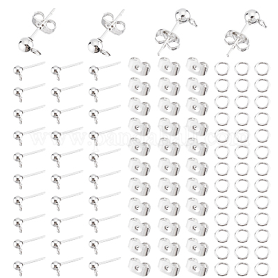  100pcs Ball Earring Studs with 100pcs Butterfly