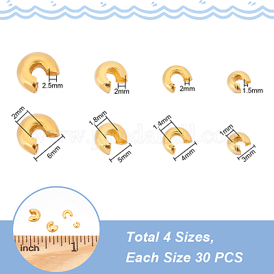 Shop UNICRAFTALE 120pcs 4 Sizes Crimp Beads 3/4/5/6mm 304 Stainless Steel Crimp  Beads Covers Beads End Tip Golden Half Round Open Crimp Beads Knot Covers  for DIY Bracelet Necklace Jewelry Making for