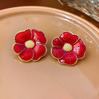 Aretes de aleación de esmalte&nbsp;EJEW-H156-01G-1
