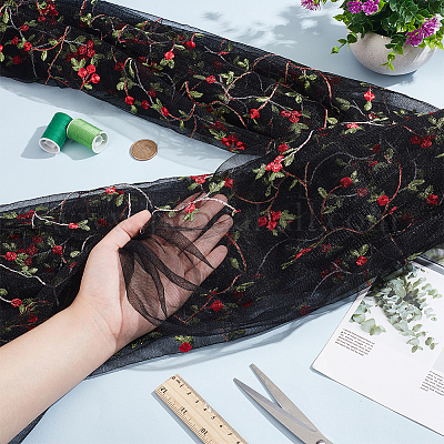 Polyester-Spitzenstoff mit Blumenmuster&nbsp;DIY-WH0888-492D-1