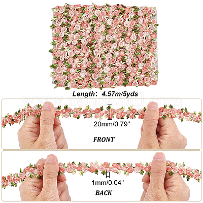 PH PandaHall 5 Yards Floral Lace Trim, 20mm/0.78 Rose Flower Ribbon Trim  Decorating Embroidered Trim Polyester Trim Ribbon for Wedding Appliques