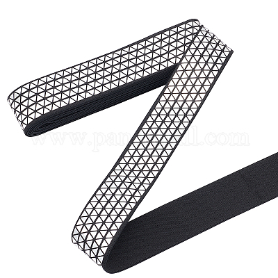 PandaHall Elite Elastic Rubber Bands, Webbing Garment Sewing Accessories,  Laser, Flat with Triangle Pattern, Silver, 38mm, about 5.00 Yards(4.57m)/Set