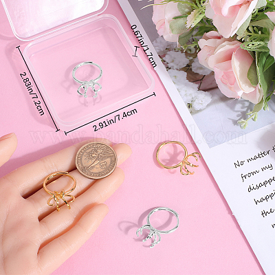 4 pieza de accesorios de anillo ajustables de latón de 2 colores&nbsp;KK-BBC0023-71-1