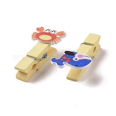 Wholesale Sea Animals Theme Wooden & Iron Clothes Pins 