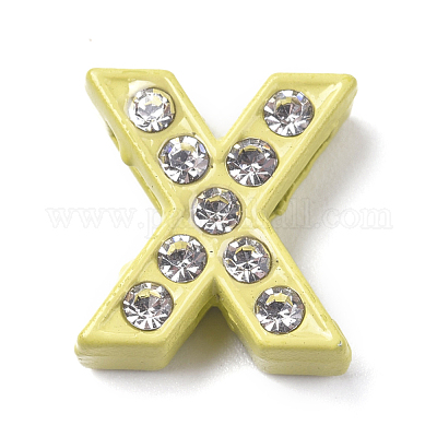 8mm Full Rhinestone Gold Letter Bling Bling Slide Charms