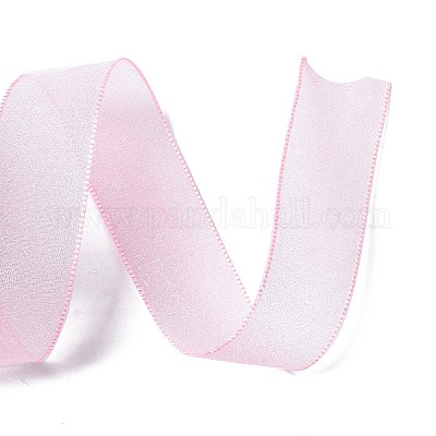 10 Yards Polyester Chiffon Ribbon, for DIY Jewelry Making, Pearl Pink, 1- inch(25.5mm) Polyester None