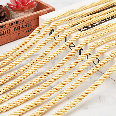 PH PandaHall 8mm 20 Yards Twisted Cord Trim Gold Decorative Rope Thread  Silk Ropes Honor Cord Satin Shiny Cord for Sewing Curtain Tieback  Upholstery