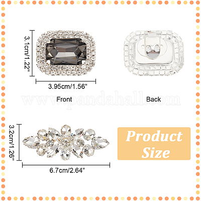 Wholesale NBEADS 2 Pairs Rhinestone Bow Shoe Clips 