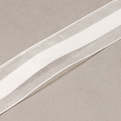 1-1/2 inch Silver Organza Ribbon Two Satin Edges
