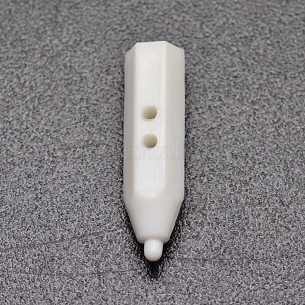 二つ穴プラスチックボタン  鉛筆  ホワイト  24x6x5.5mm  穴：1mm BUTT-J039-01-1