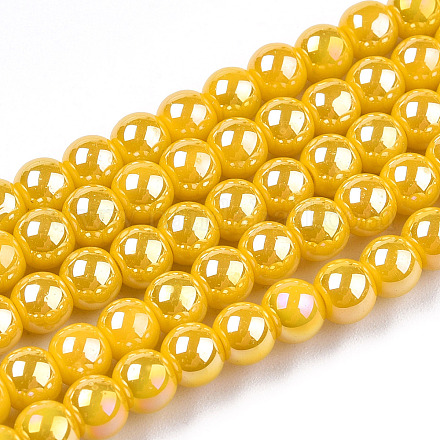 Electroplate Opaque Glass Beads Strands GLAA-T032-P4mm-AB08-1