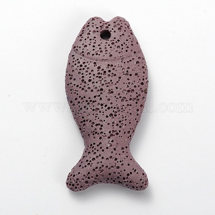 Synthetic Lava Rock Big Fish Pendants G-O025-01E-1