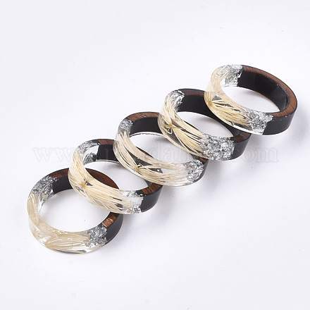 Resina epossidica e anelli in legno di ebano RJEW-S043-01A-05-1