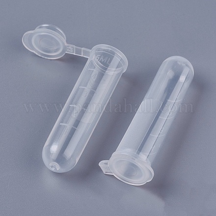 透明な使い捨てプラスチック遠心チューブ  キャップ付き  ラボ用品  透明  53.5x21mm  容量：5ミリリットル CON-WH0048-03B-1