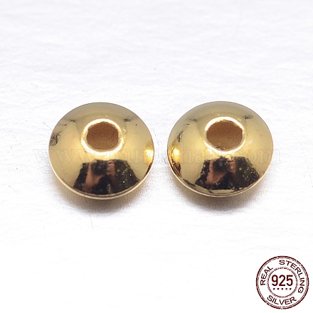 Real 18K Gold Plated Saucer 925 Sterling Silver Spacer Beads STER-M101-12-4mm-1