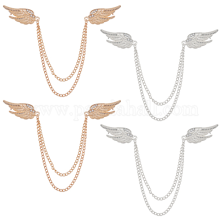 FINGERINSPIRE 4Pcs Angel Wings Tassel Chain Brooch Collar Pins JEWB-FG0001-02-1