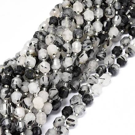 Quartz naturel tourmaliné / perles de quartz rutile noires G-O201B-51A-1